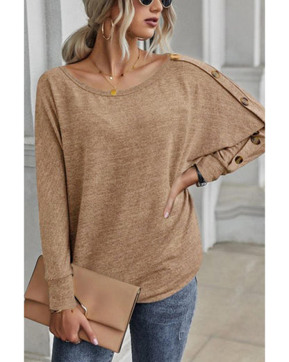 Azura Exchange Button Decor Dolman Sleeve Top - S