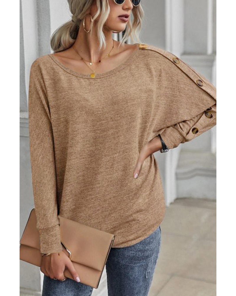 Azura Exchange Button Decor Dolman Sleeve Top - XL