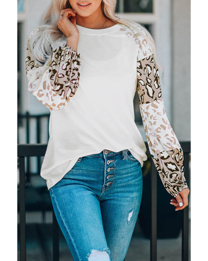 Azura Exchange Leopard Print Bubble Sleeve Top - XL