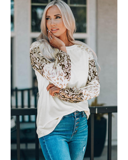 Azura Exchange Leopard Print Bubble Sleeve Top - XL