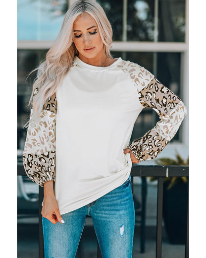 Azura Exchange Leopard Print Bubble Sleeve Top - XL