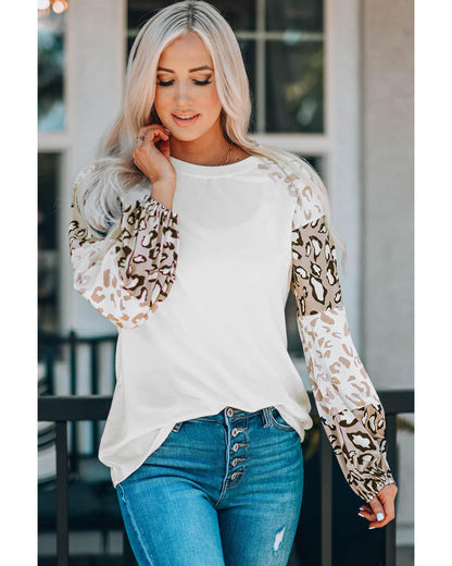 Azura Exchange Leopard Print Bubble Sleeve Top - XL