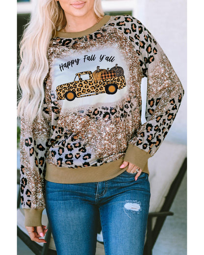 Azura Exchange Leopard Tie Dyed Pumpkin Truck Graphic Top - M