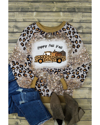 Azura Exchange Leopard Tie Dyed Pumpkin Truck Graphic Top - M