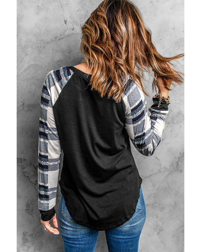 Azura Exchange Plaid Long Sleeves Pullover Top - L