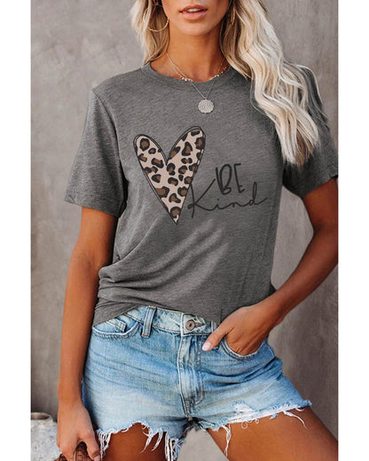 Azura Exchange Leopard Heart Shape Print Short Sleeve T-shirt - 2XL