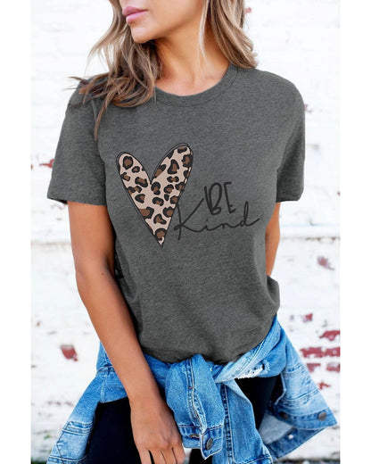 Azura Exchange Leopard Heart Shape Print Short Sleeve T-shirt - 2XL