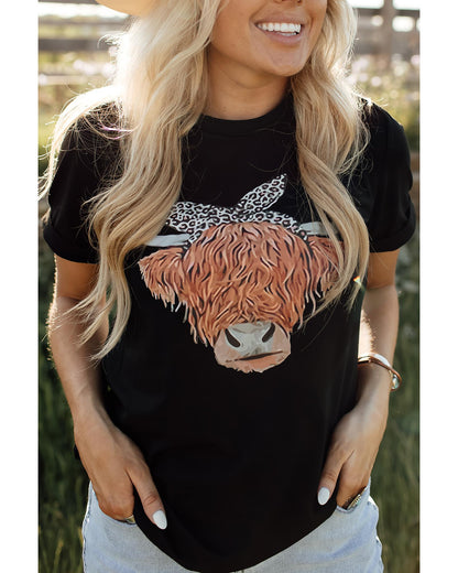 Azura Exchange Leopard Print O-Neck T-Shirt - L