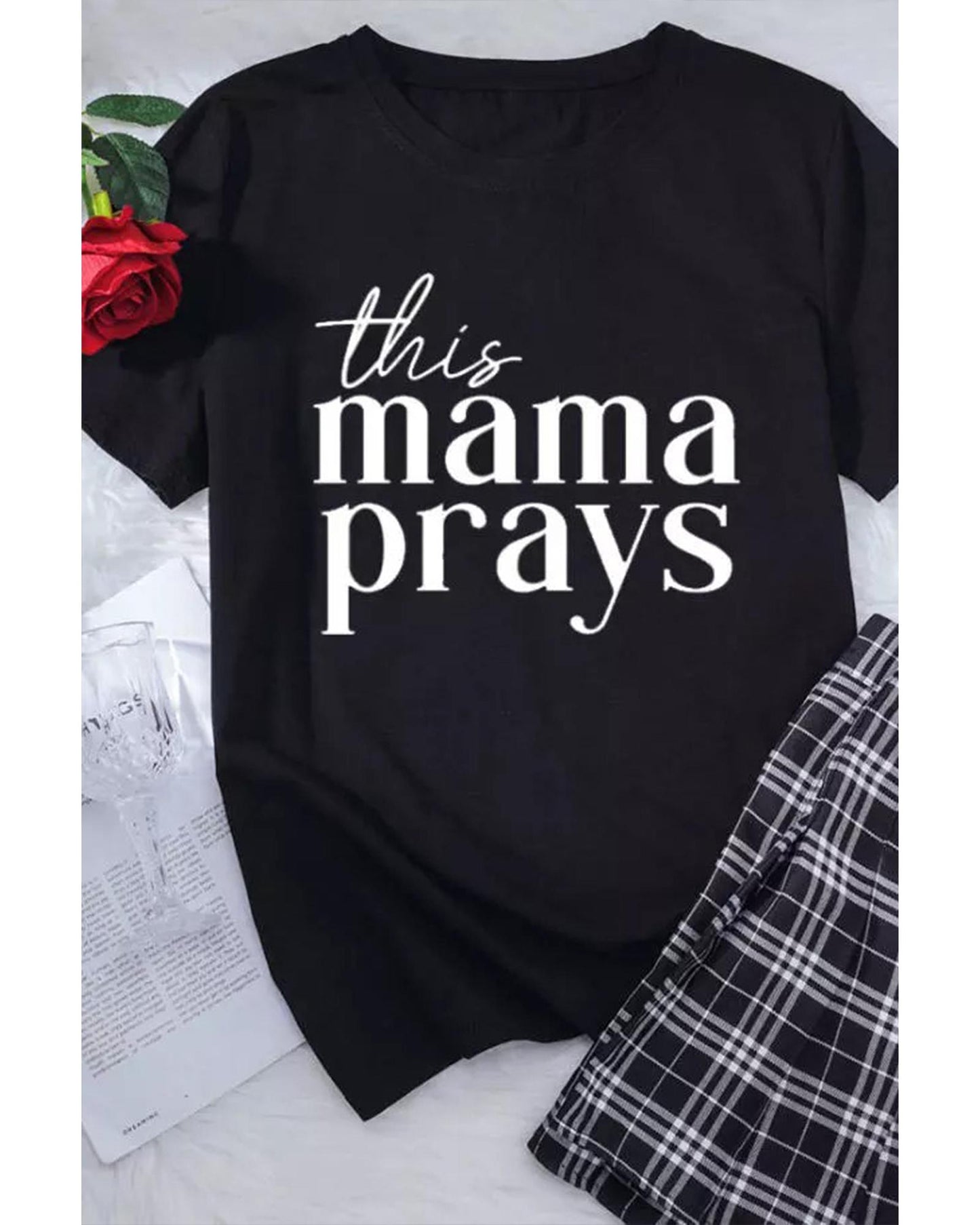 Azura Exchange Mama Prays Letters Print Plain Tee - 2XL