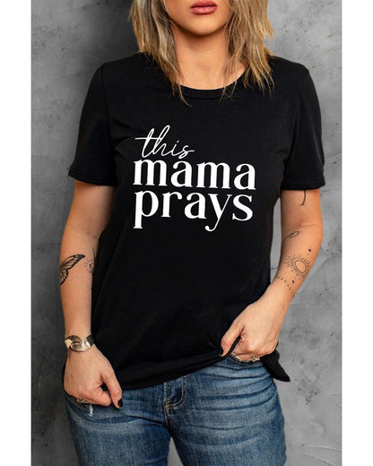 Azura Exchange Mama Prays Letters Print Plain Tee - S