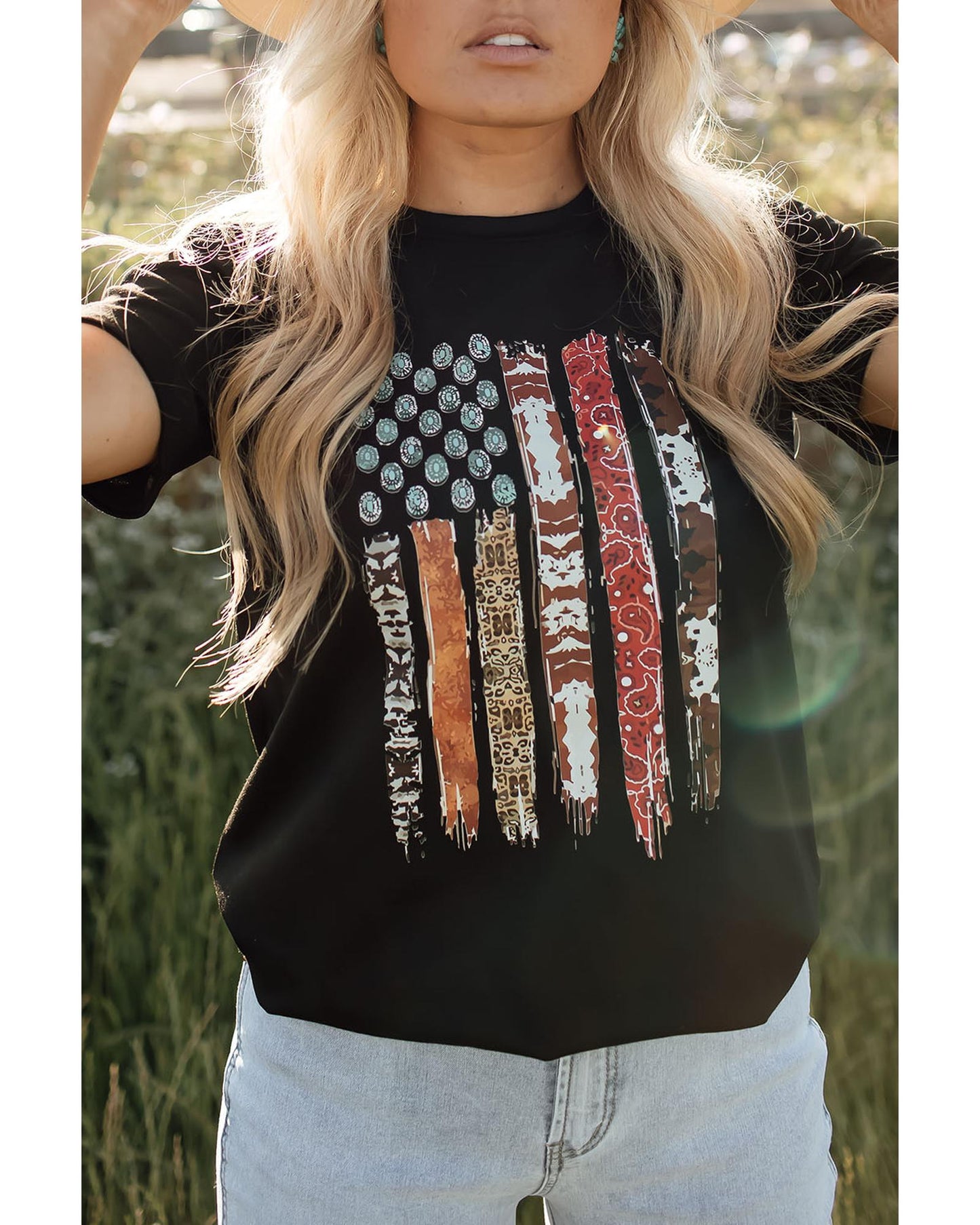 Azura Exchange American Flag Print Short Sleeve Graphic Tee - L