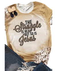 Azura Exchange Vintage Letter Leopard Tie Dye Print T-Shirt - L