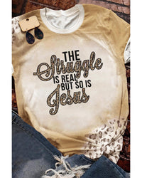 Azura Exchange Vintage Letter Leopard Tie Dye Print T-Shirt - L