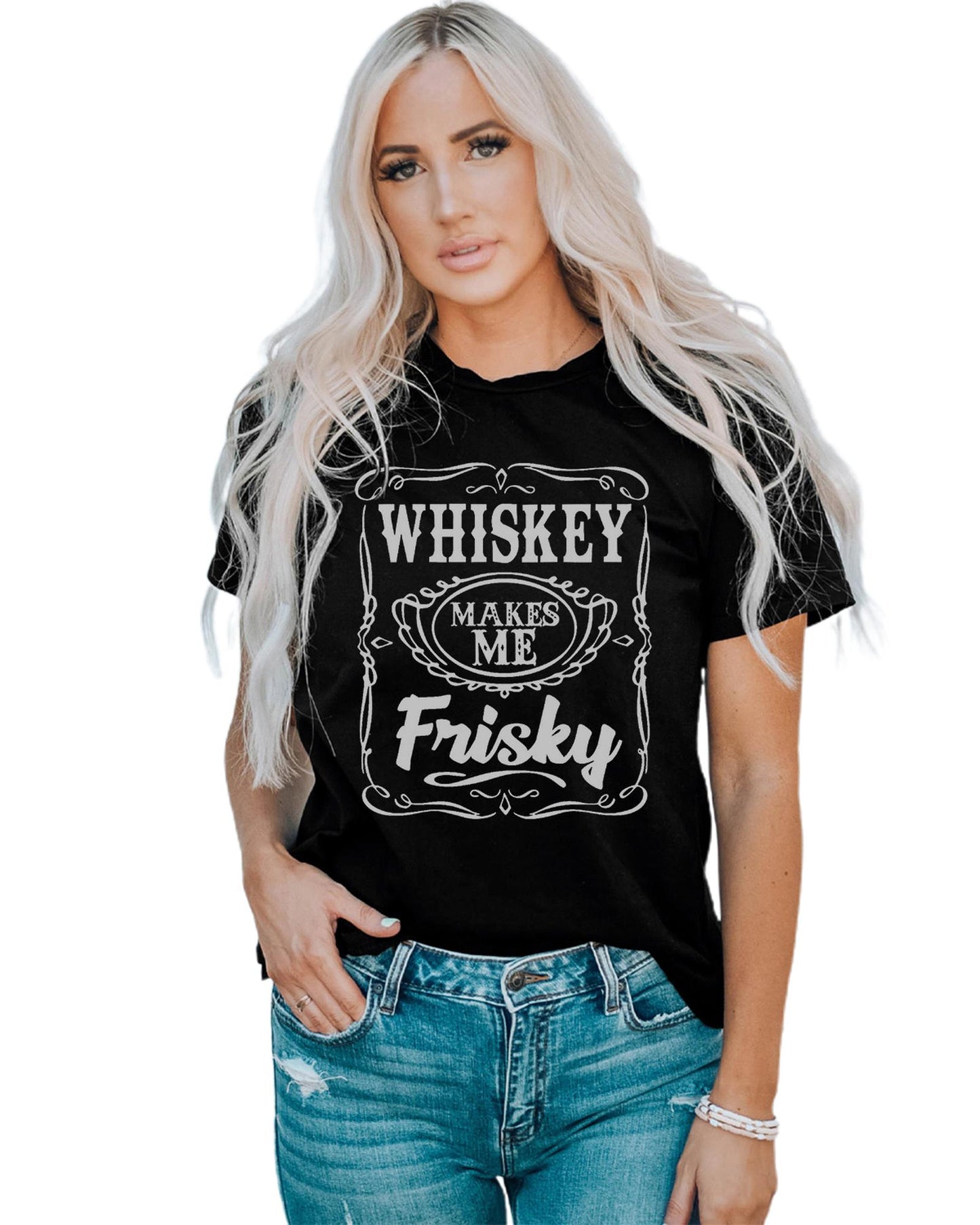 Azura Exchange Frisky Print Crewneck Graphic Tee - M