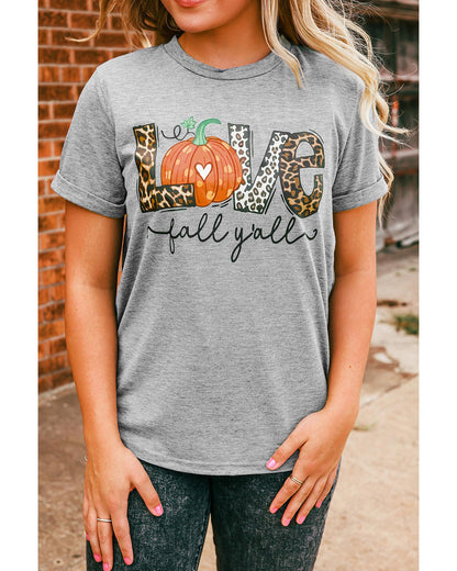 Azura Exchange Pumpkin Leopard T-Shirt - Love Fall Yall - 2XL