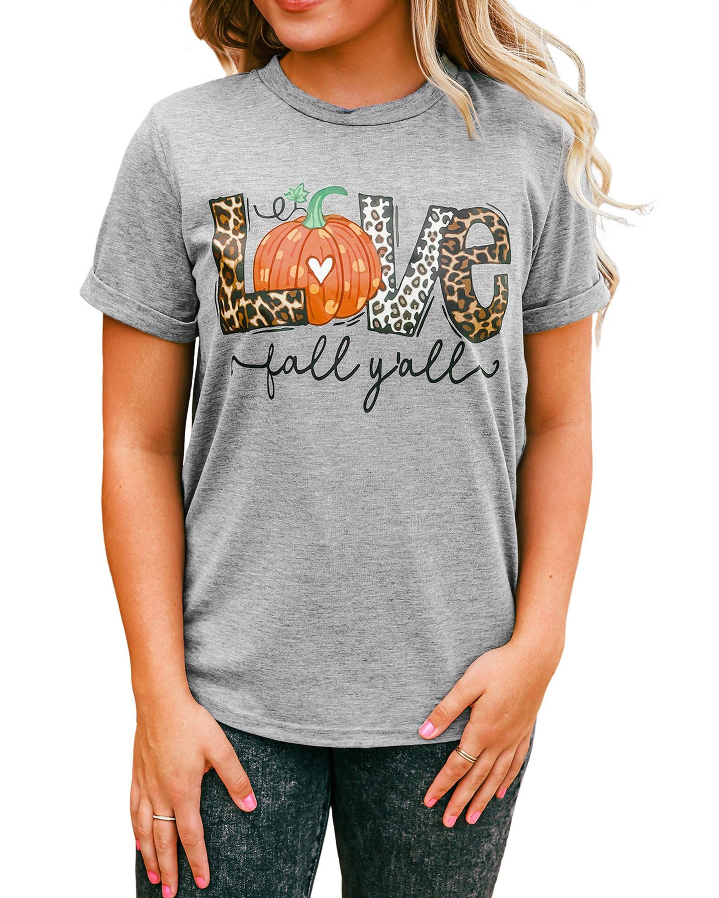 Azura Exchange Pumpkin Leopard T-Shirt - Love Fall Yall - 2XL