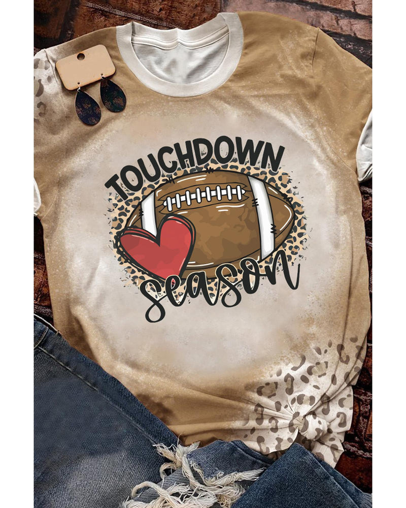 Azura Exchange Touchdown Season Rugby Graphic Leopard Tee - S