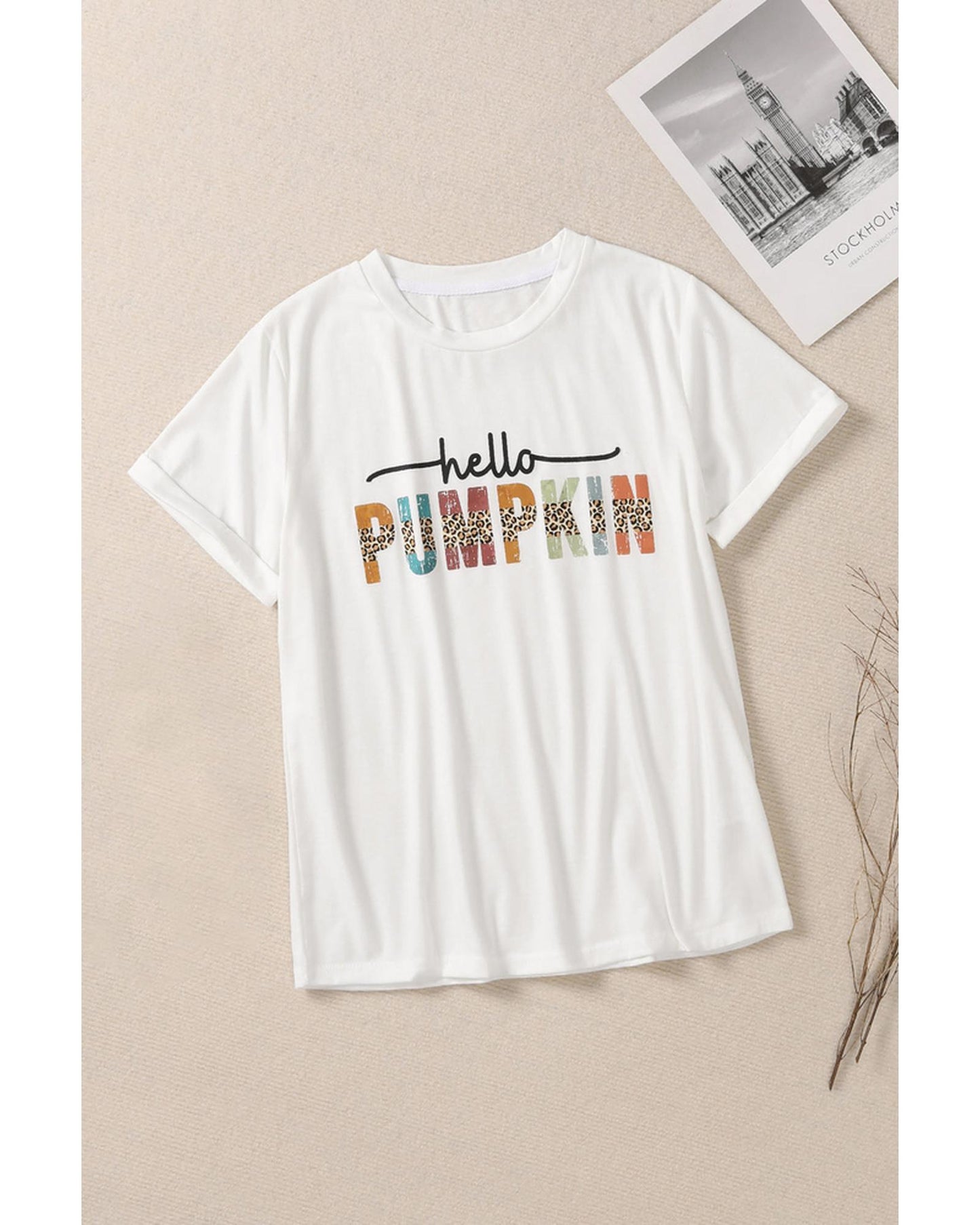 Azura Exchange Pumpkin Leopard Graphic Casual Tee - L