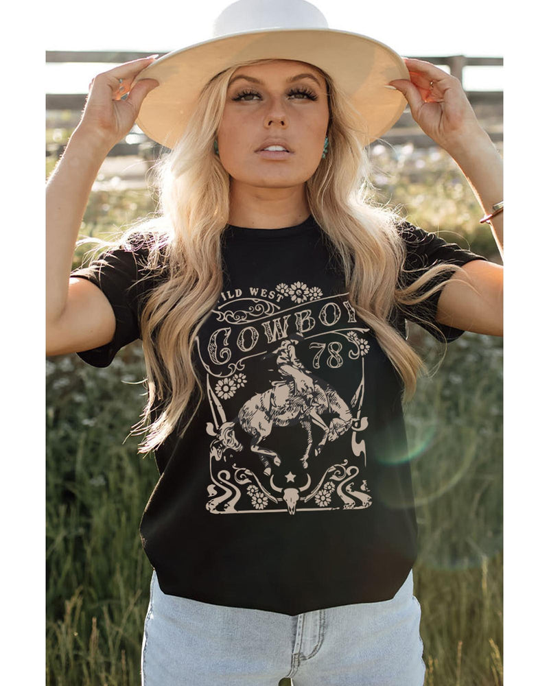 Azura Exchange Cowboy 78 Graphic Print Crew Neck T-Shirt - L