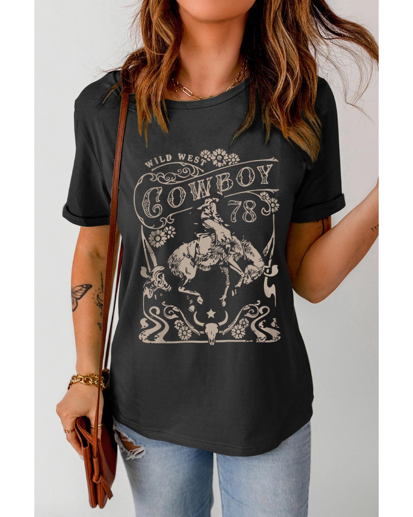 Azura Exchange Cowboy 78 Graphic Print Crew Neck T-Shirt - L