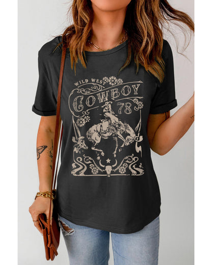 Azura Exchange Cowboy 78 Graphic Print Crew Neck T-Shirt - L