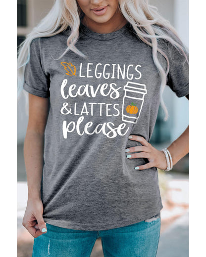 Azura Exchange Leaves and Lattes Please Graphic Tee - L