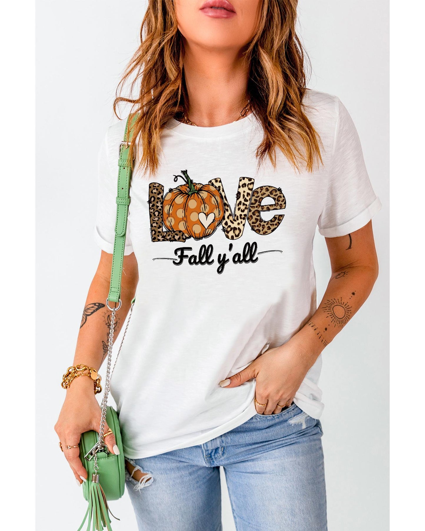 Azura Exchange Leopard Pumpkin Graphic Print Crew Neck T-Shirt - L