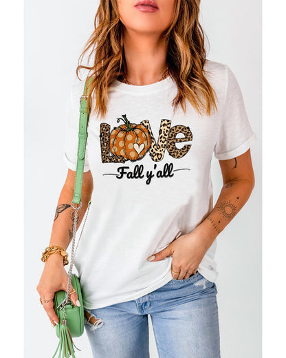 Azura Exchange Leopard Pumpkin Graphic Print Crew Neck T-Shirt - L