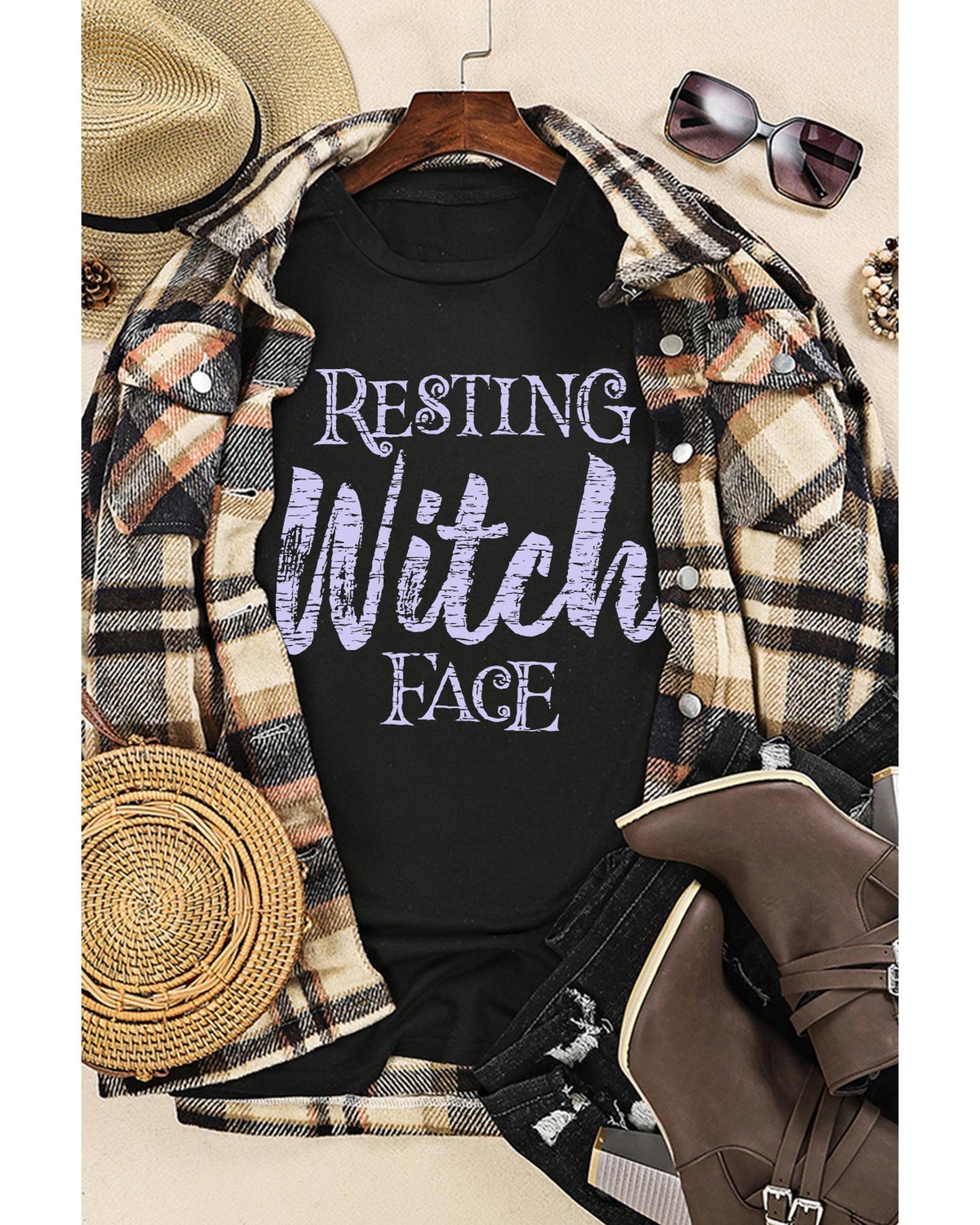 Azura Exchange Resting Witch Face Graphic Tee - L