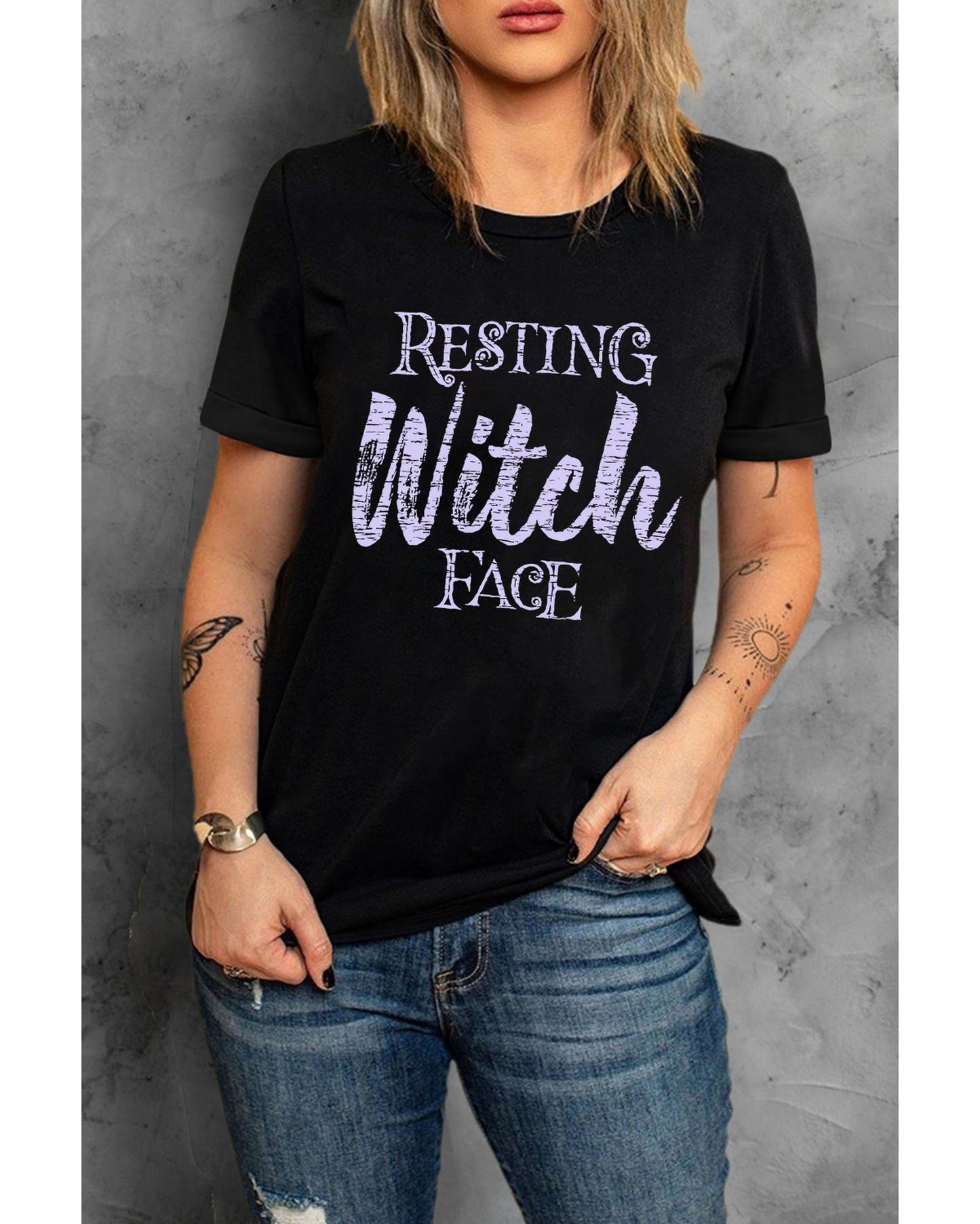 Azura Exchange Resting Witch Face Graphic Tee - S