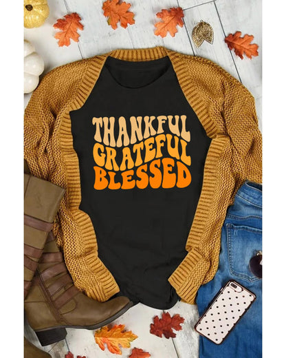 Azura Exchange Thankful Grateful Blessed Graphic Tee - 2XL