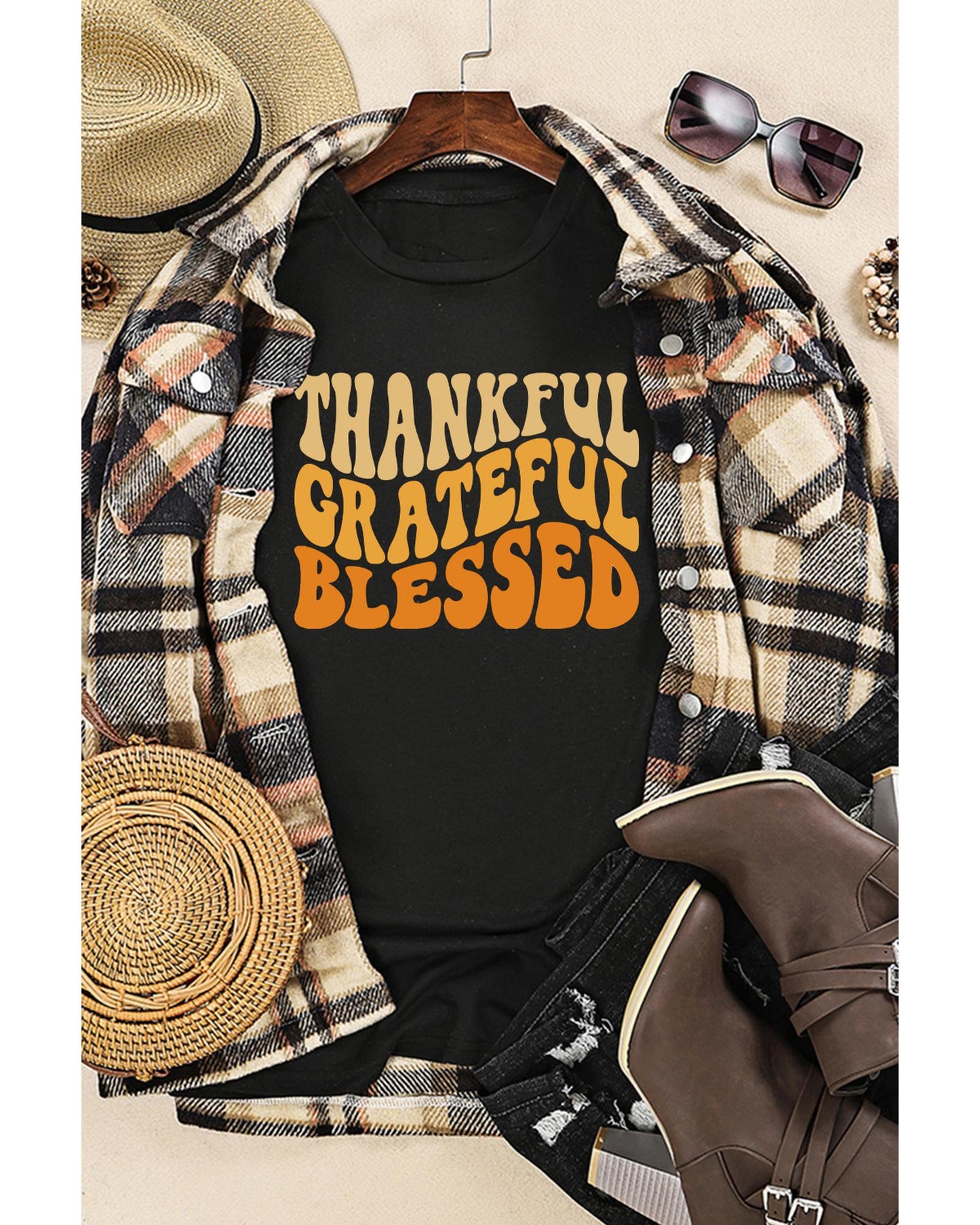 Azura Exchange Thankful Grateful Blessed Graphic Tee - 2XL