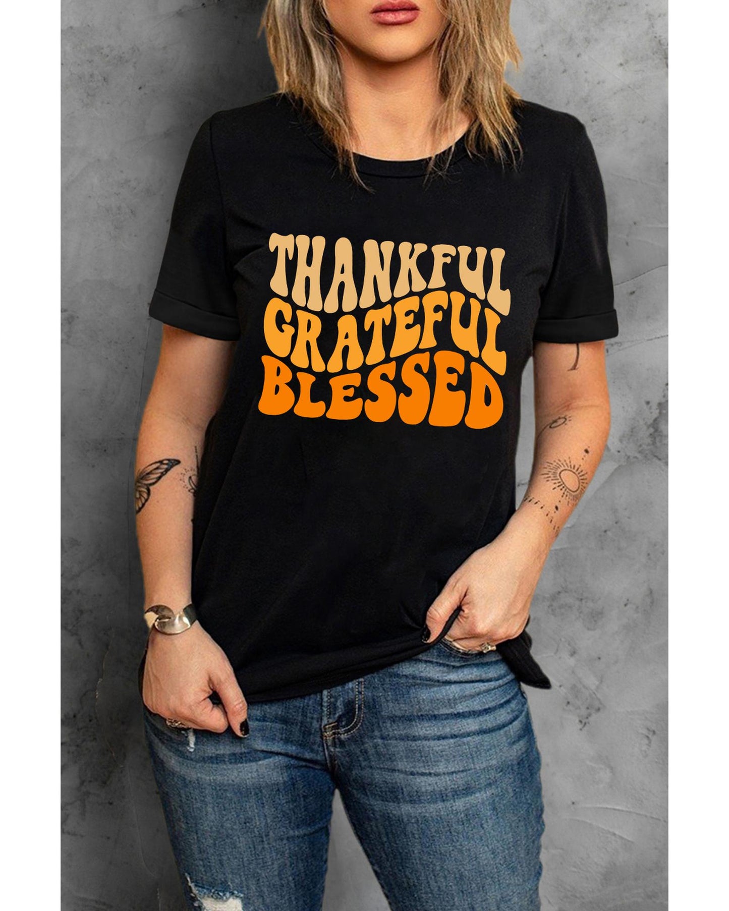 Azura Exchange Thankful Grateful Blessed Graphic Tee - 2XL