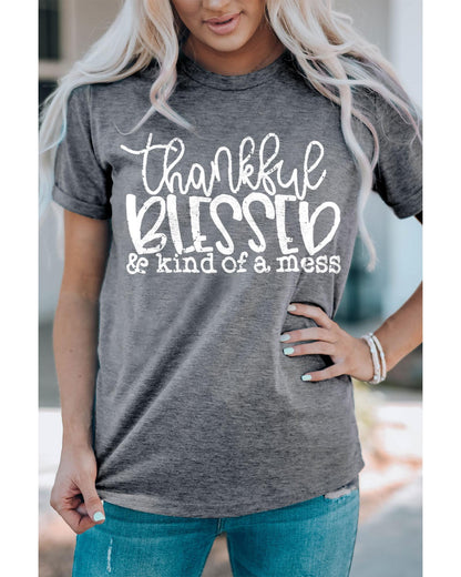 Azura Exchange BLESSED Graphic Print Crew Neck T-Shirt - 2XL