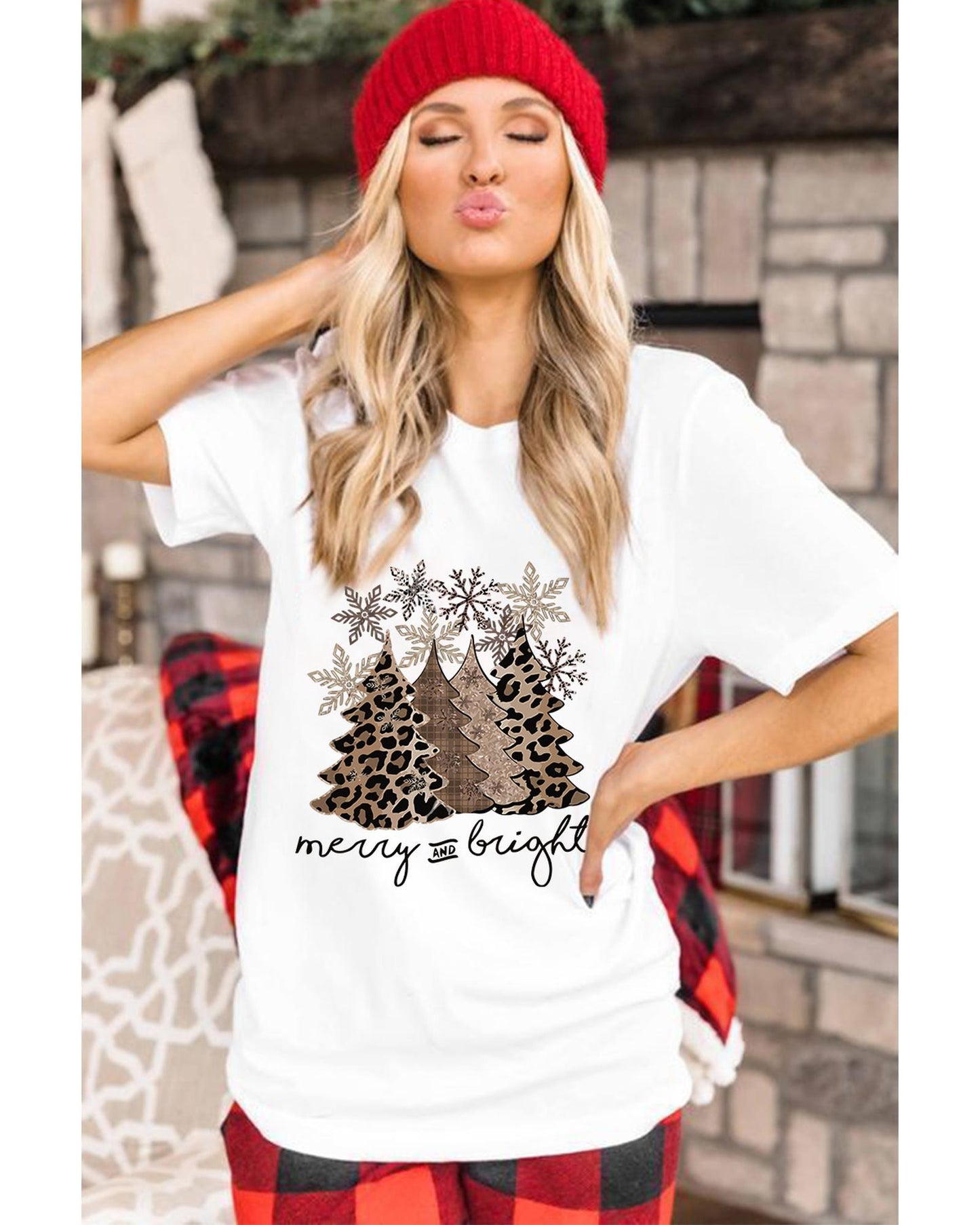 Azura Exchange Leopard Christmas Tree Graphic Print T-Shirt - 2XL