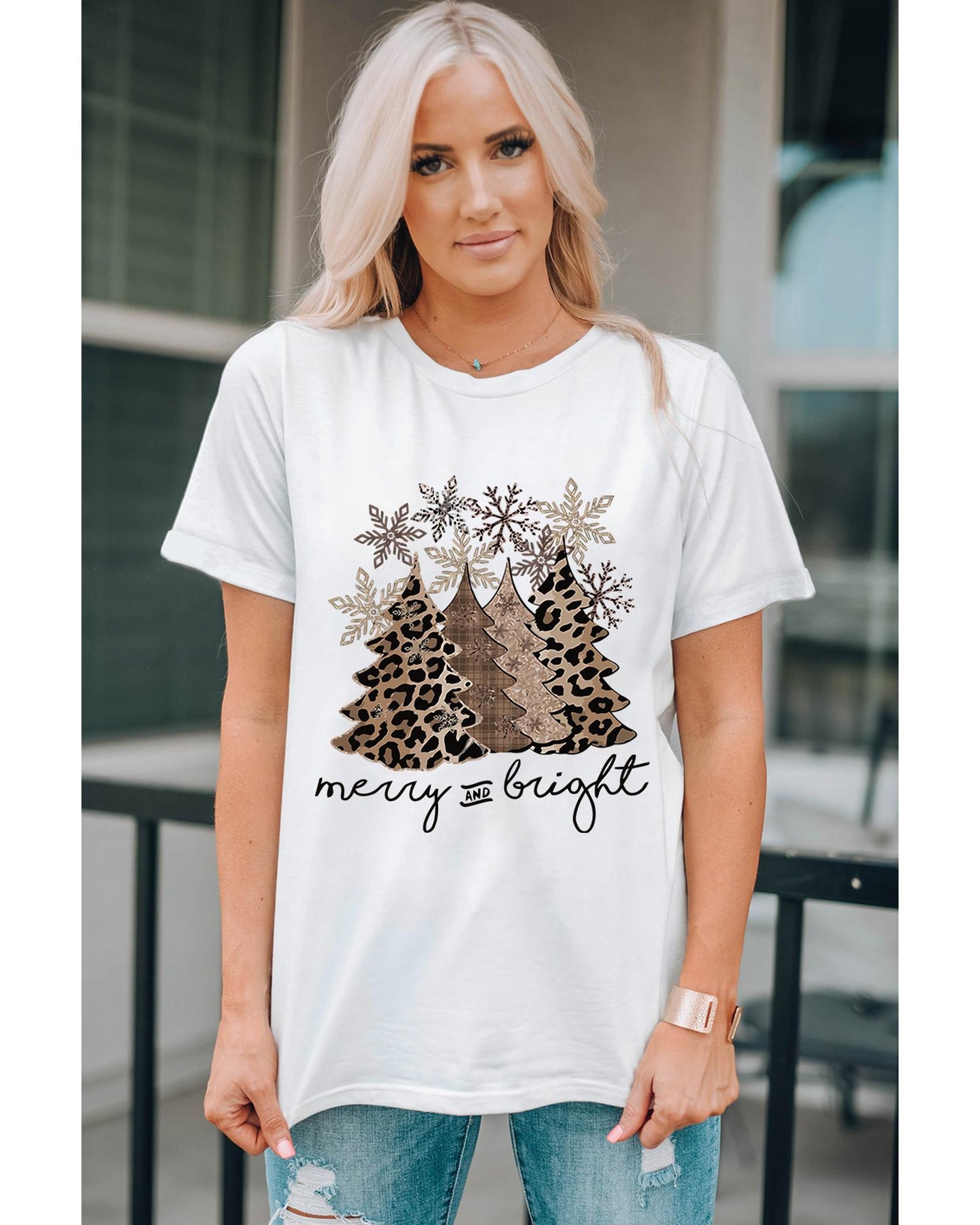 Azura Exchange Leopard Christmas Tree Graphic Print T-Shirt - 2XL