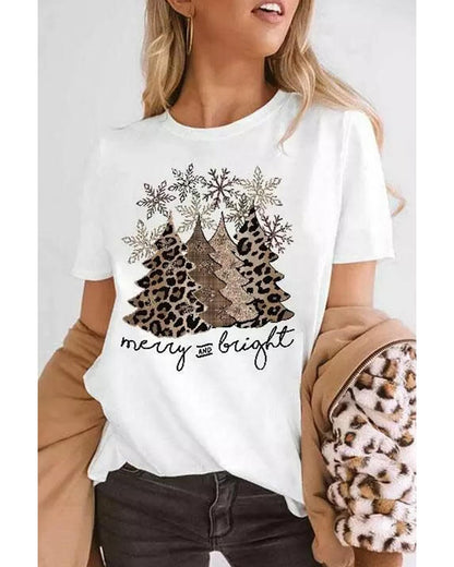 Azura Exchange Leopard Christmas Tree Graphic Print T-Shirt - L