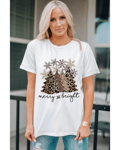 Azura Exchange Leopard Christmas Tree Graphic Print T-Shirt - L