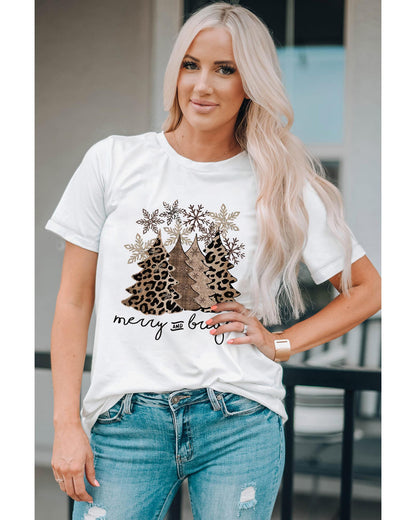 Azura Exchange Leopard Christmas Tree Graphic Print T-Shirt - S