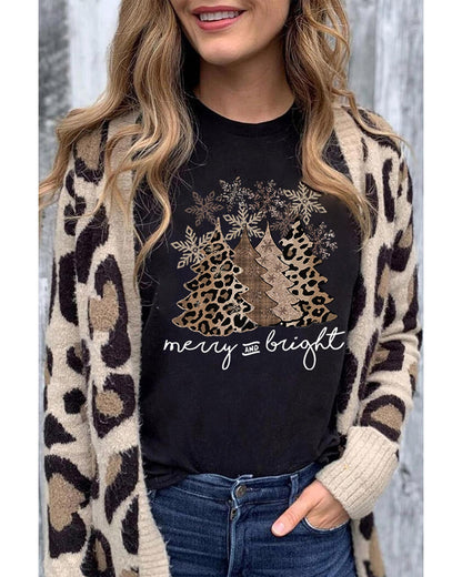 Azura Exchange Leopard Christmas Tree Graphic Print T-Shirt - 2XL