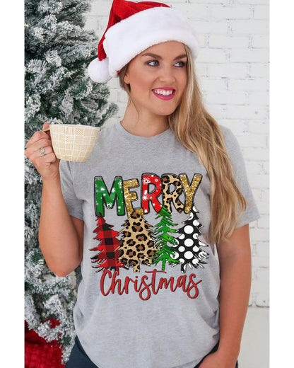 Azura Exchange Christmas Tree Pattern Crew Neck Graphic Tee - XL