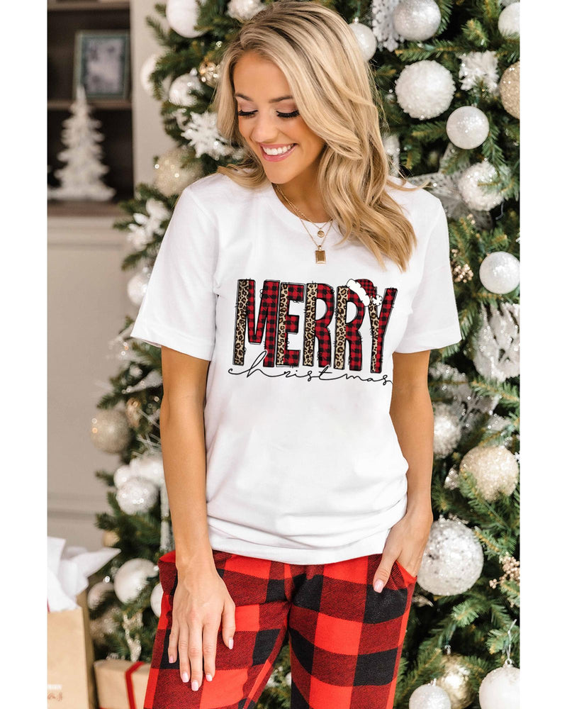 Azura Exchange Plaid Leopard Print Short Sleeve T Shirt - 2XL