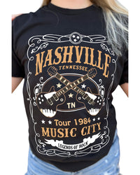 Azura Exchange NASHVILLE Letter Guitar Print Tee - M