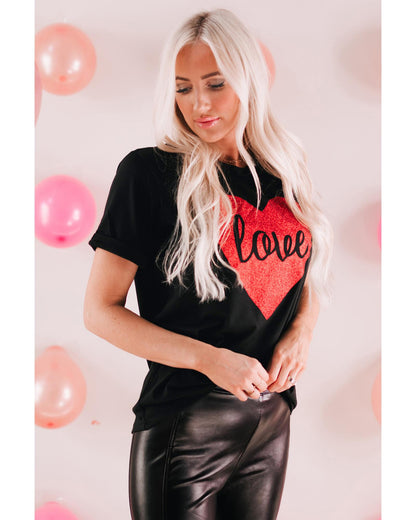 Azura Exchange Heart Shaped Glitter Print T-Shirt - 2XL