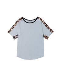 Azura Exchange Leopard Splicing O-neck Short Sleeve T Shirt - XL
