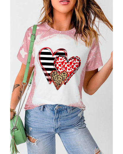 Azura Exchange Heart Shaped Contrast Short Sleeve T Shirt - L