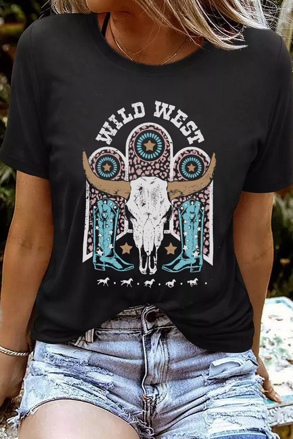 Azura Exchange Steer Skull Graphic Print T-Shirt - 2XL