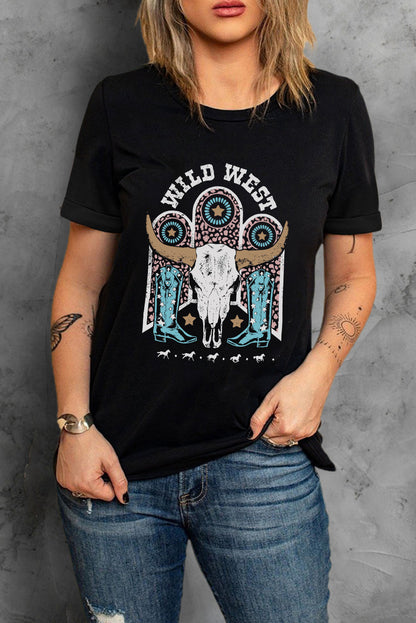 Azura Exchange Steer Skull Graphic Print T-Shirt - 2XL