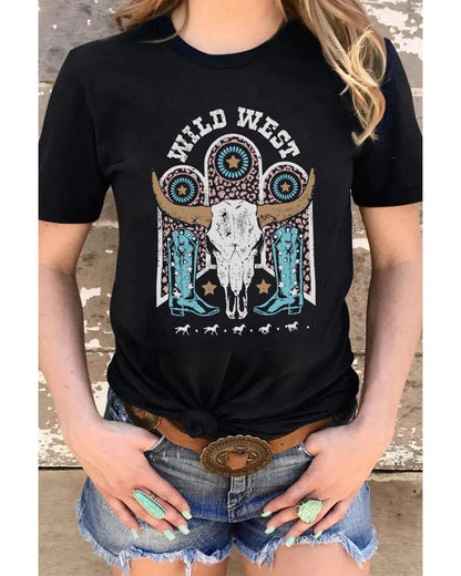 Azura Exchange Steer Skull Graphic Print T-Shirt - 2XL