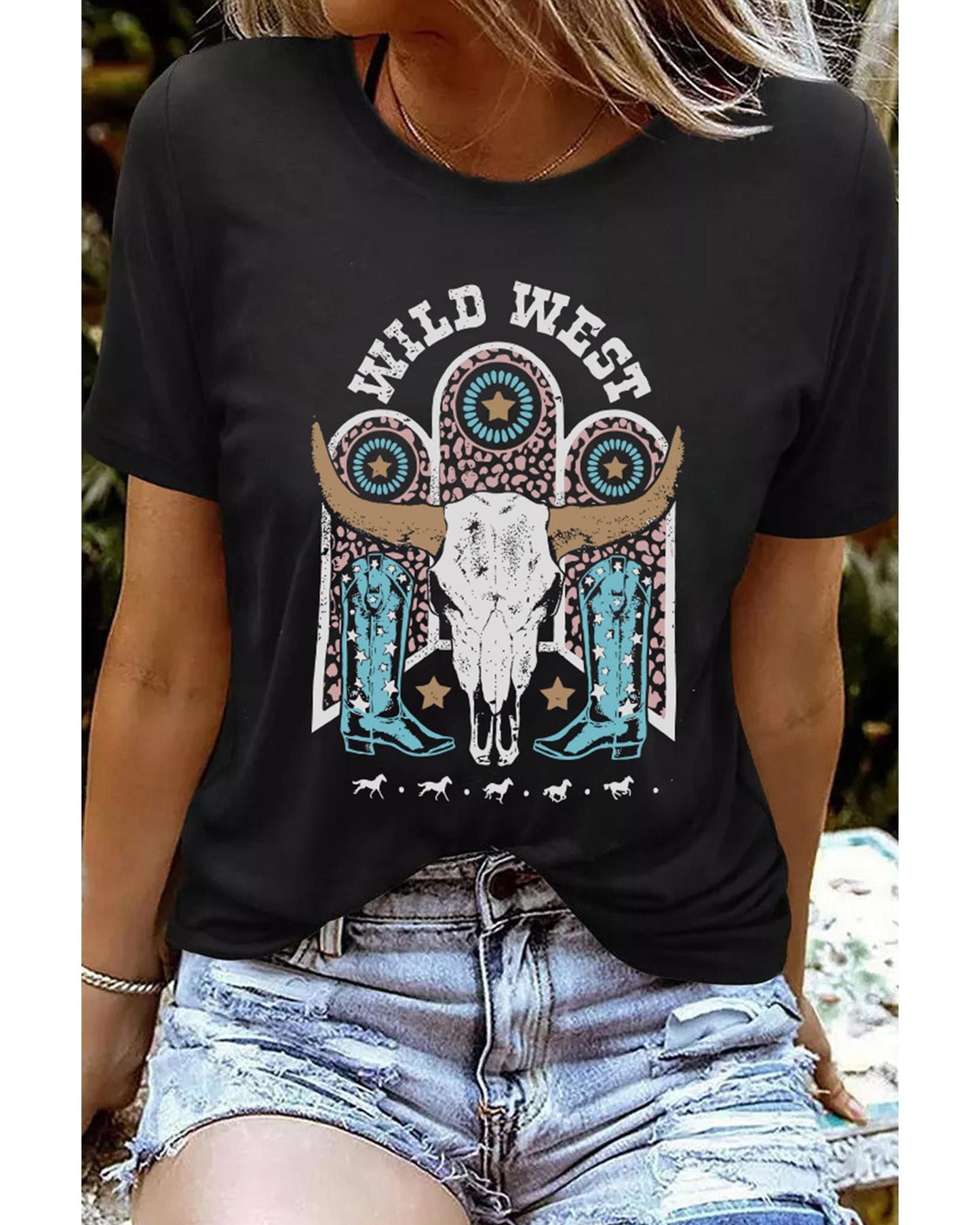 Azura Exchange Steer Skull Graphic Print T-Shirt - 2XL